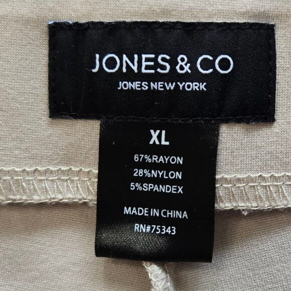 Jones & Co Tan Wide-Leg Pants XL Heavy Knit Elastic Waist - Picture 7 of 8
